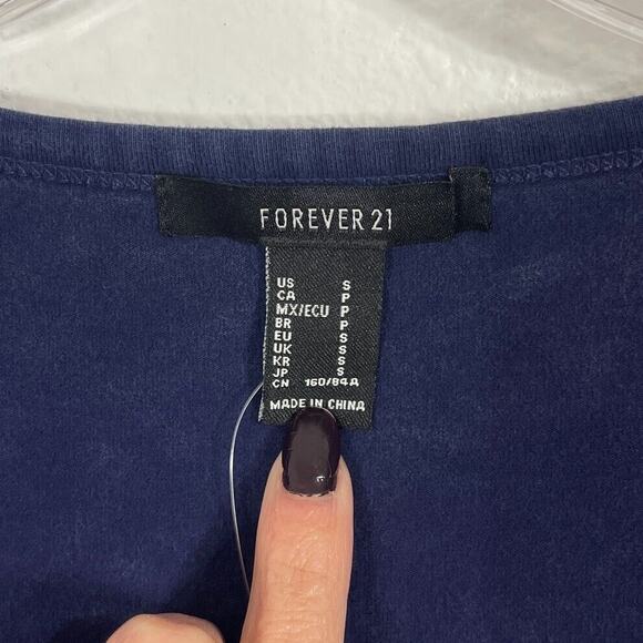 Forever‎ 21 Mini Bodycon Dress Womens S Navy Y2K Soft Grunge Stretch Raw Hem NWT - Picture 4 of 10